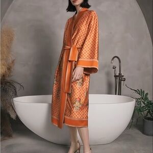 Elegant Orange Loungewear Women's Robe